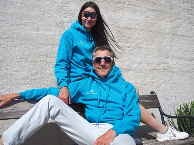 Damen Hoodie, azurblau – Bild 3